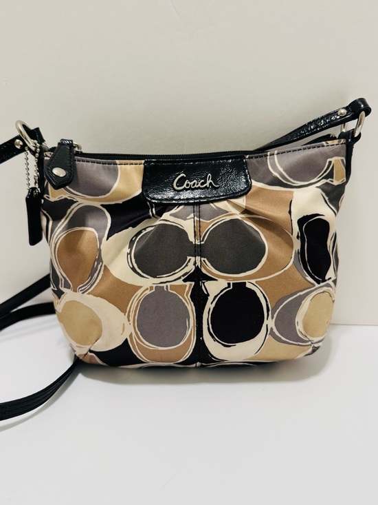 Coach Handbags - Coach Signature Scarf Print Swingpack Crossbody Bag Neutral Black Tan Y2K